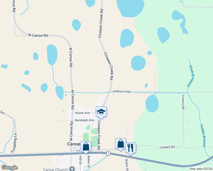 map of restaurants, bars, coffee shops, grocery stores, and more near 2033 Cowpen Creek Road in Atmore