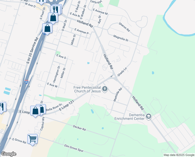 map of restaurants, bars, coffee shops, grocery stores, and more near 1909 Liberty Hill Drive in Belton