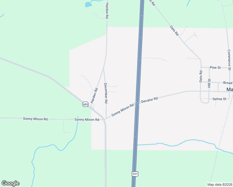 map of restaurants, bars, coffee shops, grocery stores, and more near 195 December Road in Slocomb