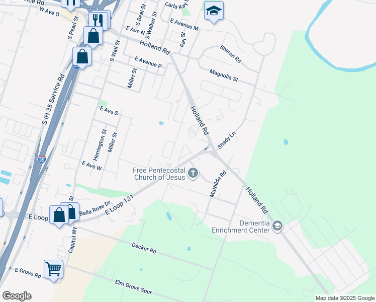 map of restaurants, bars, coffee shops, grocery stores, and more near 1088 Cacti Lane in Belton