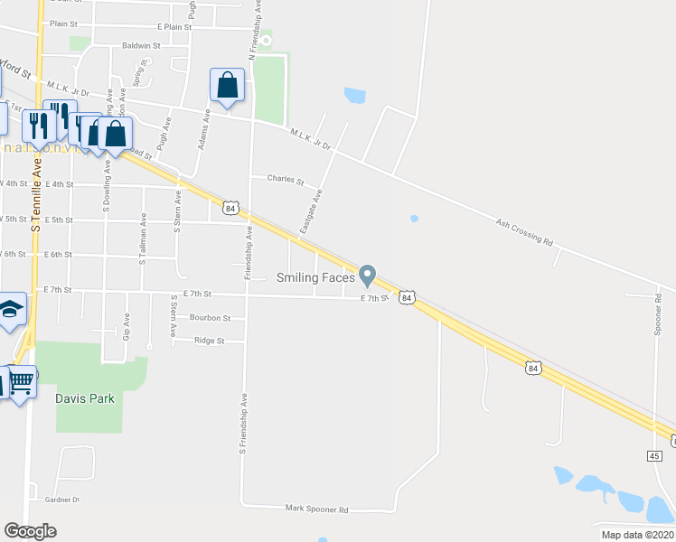 map of restaurants, bars, coffee shops, grocery stores, and more near 1131 East 3rd Street in Donalsonville