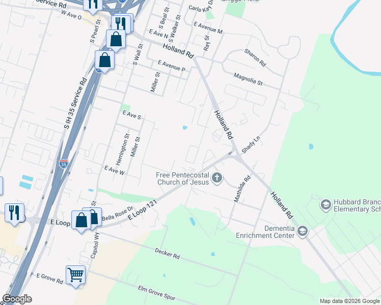 map of restaurants, bars, coffee shops, grocery stores, and more near 1715 Freedom Loop in Belton