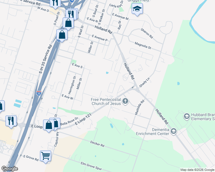 map of restaurants, bars, coffee shops, grocery stores, and more near 1714 Freedom Loop in Belton