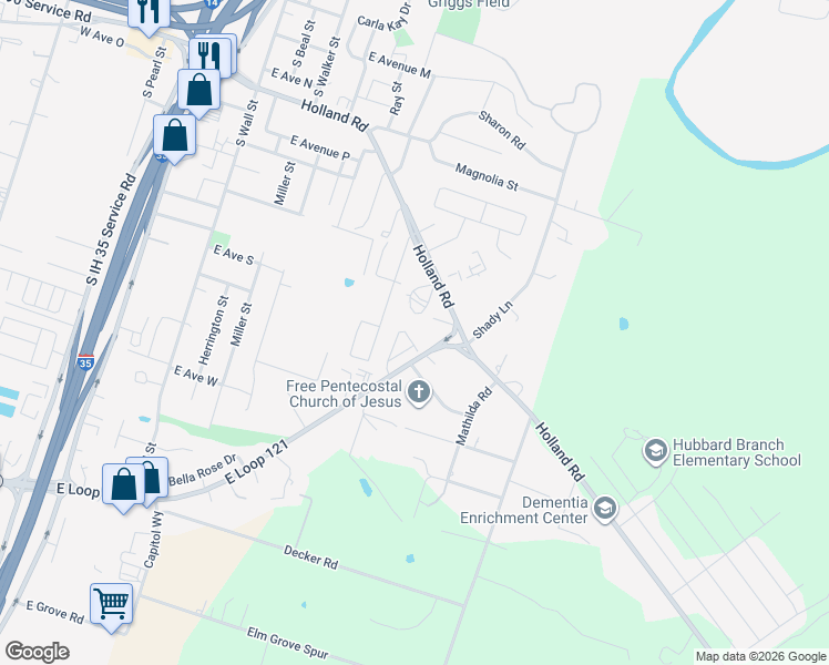 map of restaurants, bars, coffee shops, grocery stores, and more near 1088 Cacti Lane in Belton
