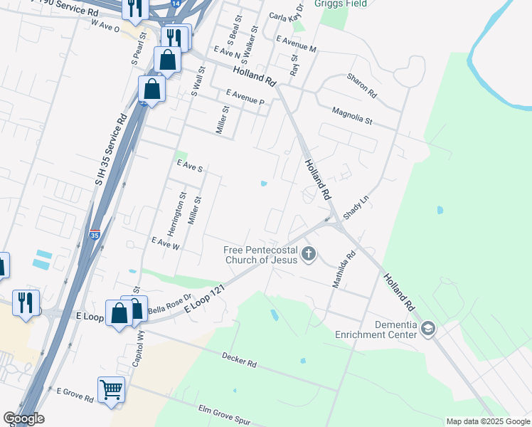 map of restaurants, bars, coffee shops, grocery stores, and more near 1708 Freedom Loop in Belton