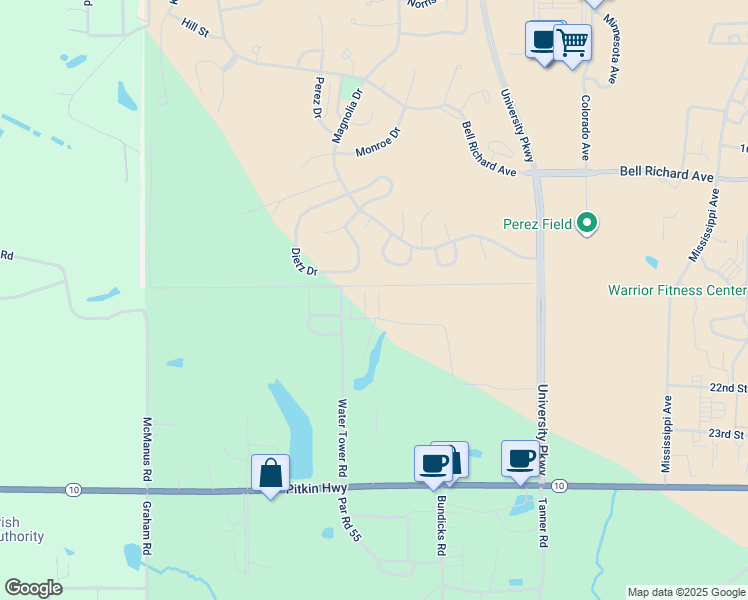map of restaurants, bars, coffee shops, grocery stores, and more near 5049 East Stance Loop in Fort Polk South