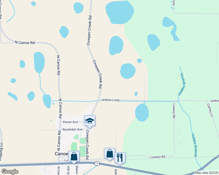 map of restaurants, bars, coffee shops, grocery stores, and more near in Canoe