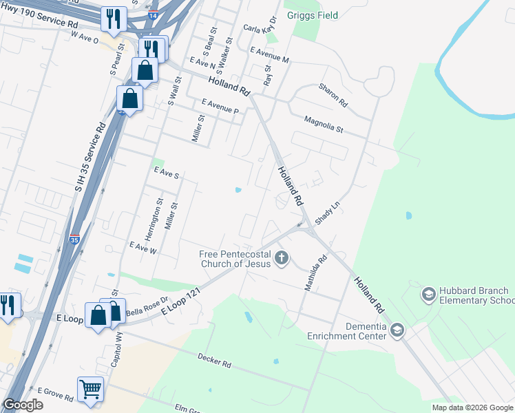 map of restaurants, bars, coffee shops, grocery stores, and more near 1808 Liberty Hill Drive in Belton