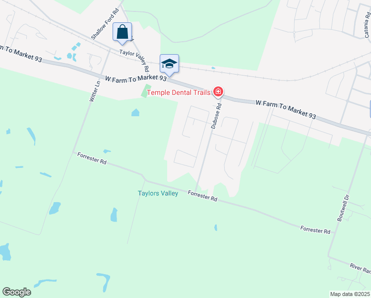 map of restaurants, bars, coffee shops, grocery stores, and more near 3817 Green Tree Loop in Temple