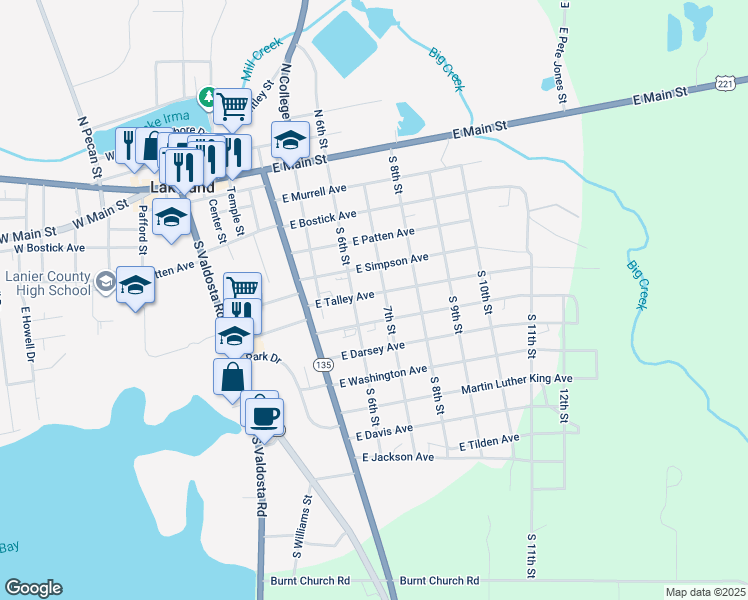 map of restaurants, bars, coffee shops, grocery stores, and more near 633 East Talley Avenue in Lakeland