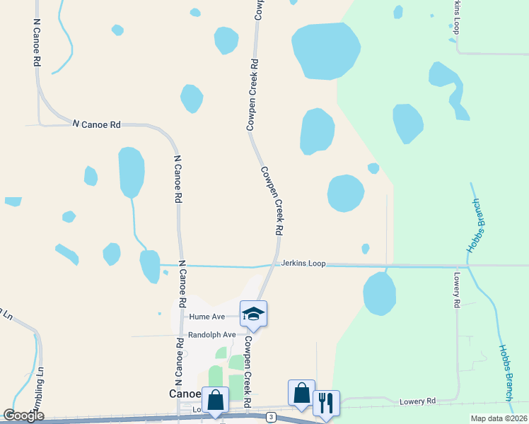 map of restaurants, bars, coffee shops, grocery stores, and more near in Canoe