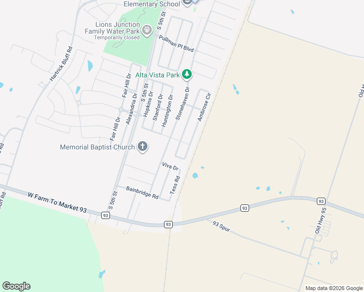 map of restaurants, bars, coffee shops, grocery stores, and more near 6211 Ambrose Circle in Temple