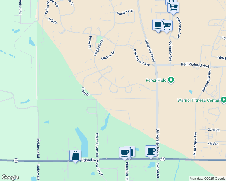 map of restaurants, bars, coffee shops, grocery stores, and more near 5049 East Stance Loop in Fort Johnson South