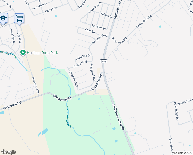 map of restaurants, bars, coffee shops, grocery stores, and more near 3315 Vineyard Trail in Killeen