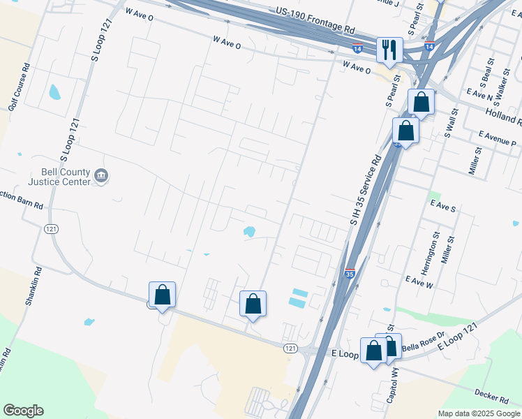 map of restaurants, bars, coffee shops, grocery stores, and more near 2088 Connell Street in Belton