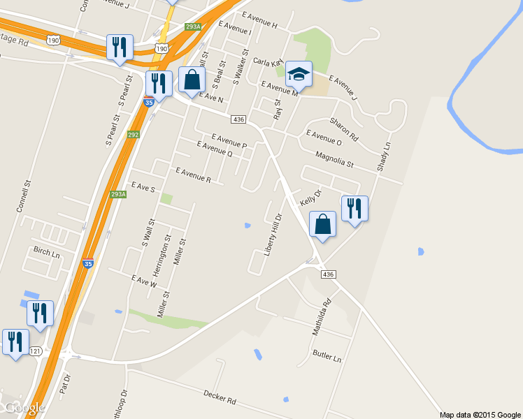 map of restaurants, bars, coffee shops, grocery stores, and more near 1008 E Avenue South in Belton