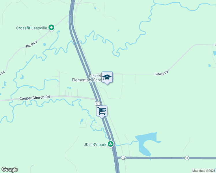 map of restaurants, bars, coffee shops, grocery stores, and more near 116 Lebleu Road in Leesville