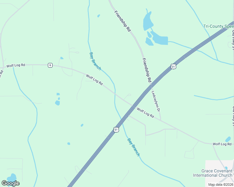 map of restaurants, bars, coffee shops, grocery stores, and more near 1131 Wolf Log Road in Flomaton