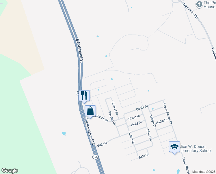 map of restaurants, bars, coffee shops, grocery stores, and more near 214 Danielle Drive in Killeen