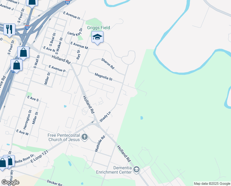 map of restaurants, bars, coffee shops, grocery stores, and more near 1128 Lindsey Circle in Belton