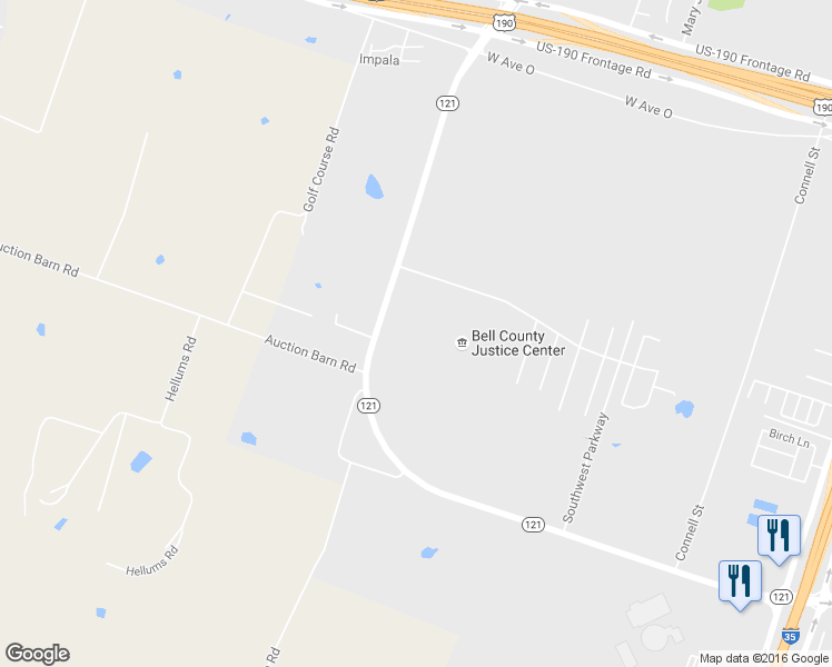 map of restaurants, bars, coffee shops, grocery stores, and more near 1962 South Loop 121 in Belton