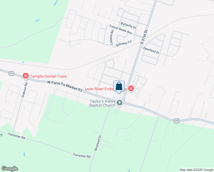 map of restaurants, bars, coffee shops, grocery stores, and more near 2703 Cibolo Creek Drive in Temple