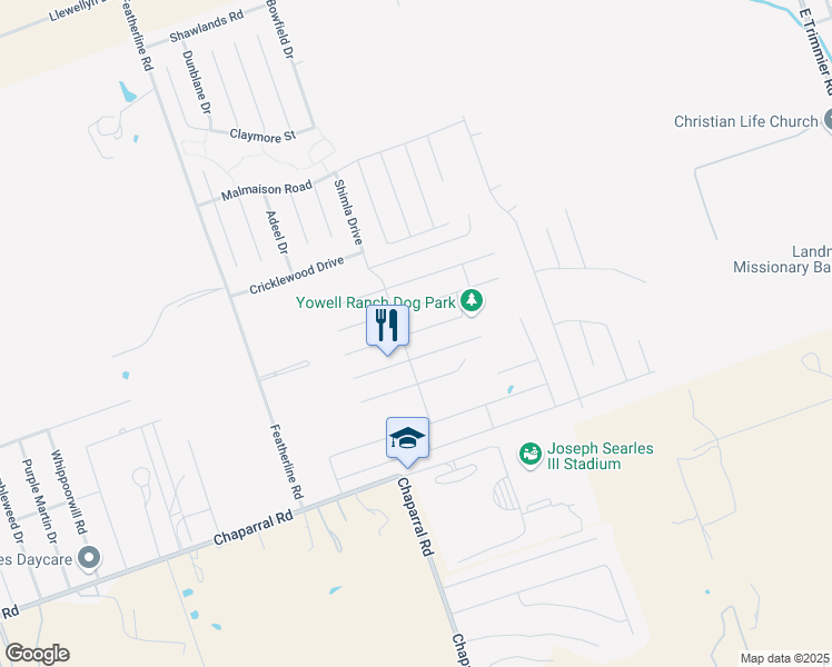 map of restaurants, bars, coffee shops, grocery stores, and more near 3417 Greyfriar Drive in Killeen
