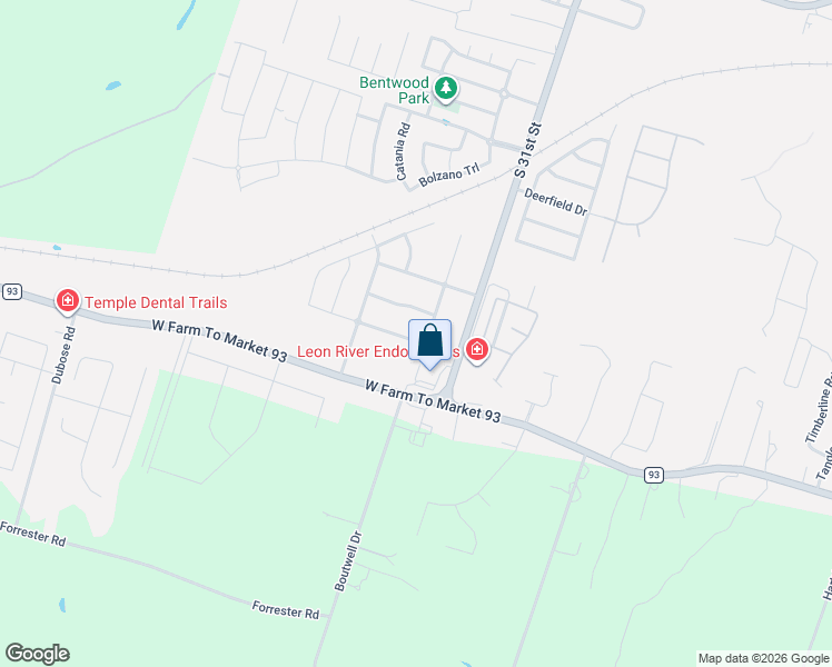 map of restaurants, bars, coffee shops, grocery stores, and more near 2608 Cibolo Creek Drive in Temple