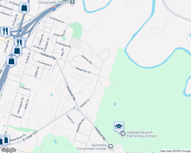 map of restaurants, bars, coffee shops, grocery stores, and more near 1128 Lindsey Circle in Belton