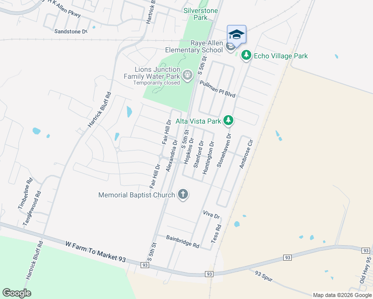 map of restaurants, bars, coffee shops, grocery stores, and more near 5723 Hopkins Drive in Temple