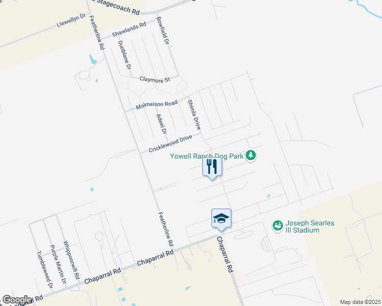 map of restaurants, bars, coffee shops, grocery stores, and more near 3407 Rusack Drive in Killeen