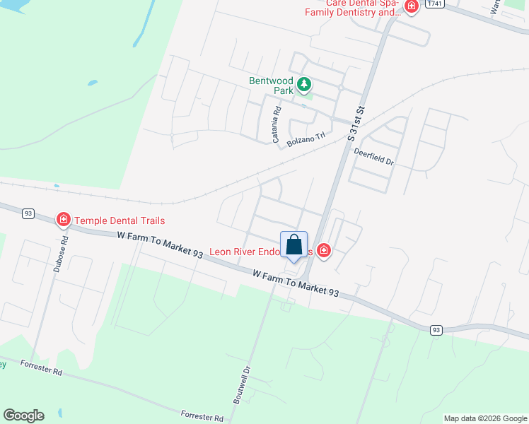 map of restaurants, bars, coffee shops, grocery stores, and more near 2712 Prairie Chapel Court in Temple
