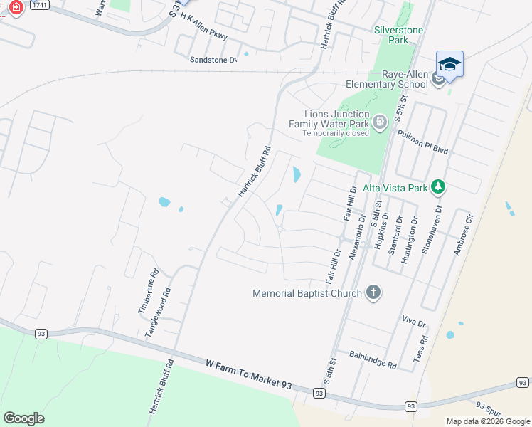 map of restaurants, bars, coffee shops, grocery stores, and more near 723 Wyndham Hill Parkway in Temple