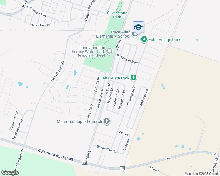 map of restaurants, bars, coffee shops, grocery stores, and more near 5723 Hopkins Drive in Temple