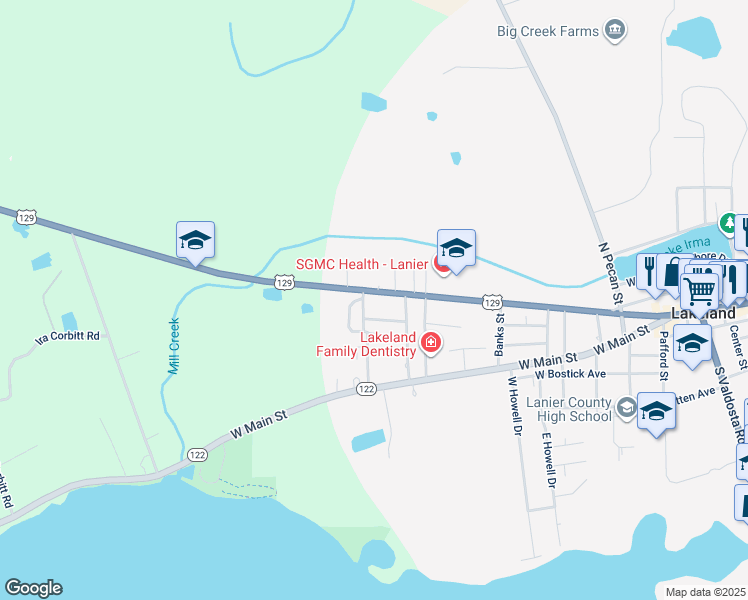 map of restaurants, bars, coffee shops, grocery stores, and more near in Lakeland