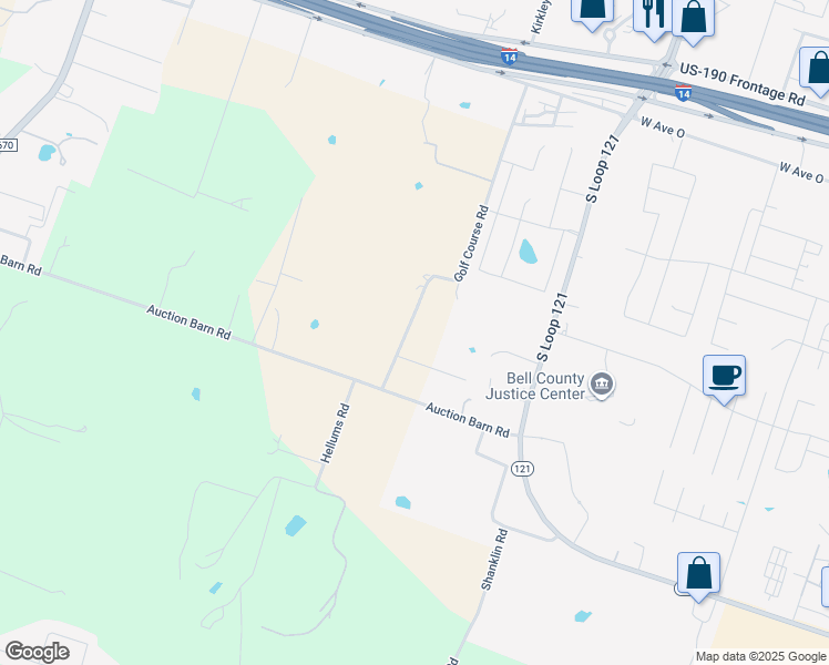 map of restaurants, bars, coffee shops, grocery stores, and more near 2459 Old Golf Course Road in Belton