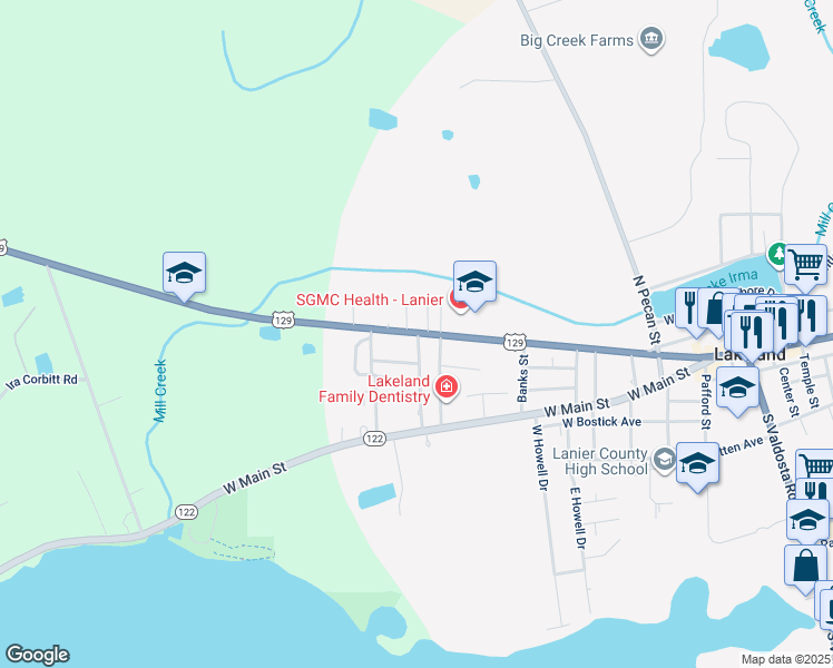 map of restaurants, bars, coffee shops, grocery stores, and more near 10 Peachtee in Lakeland