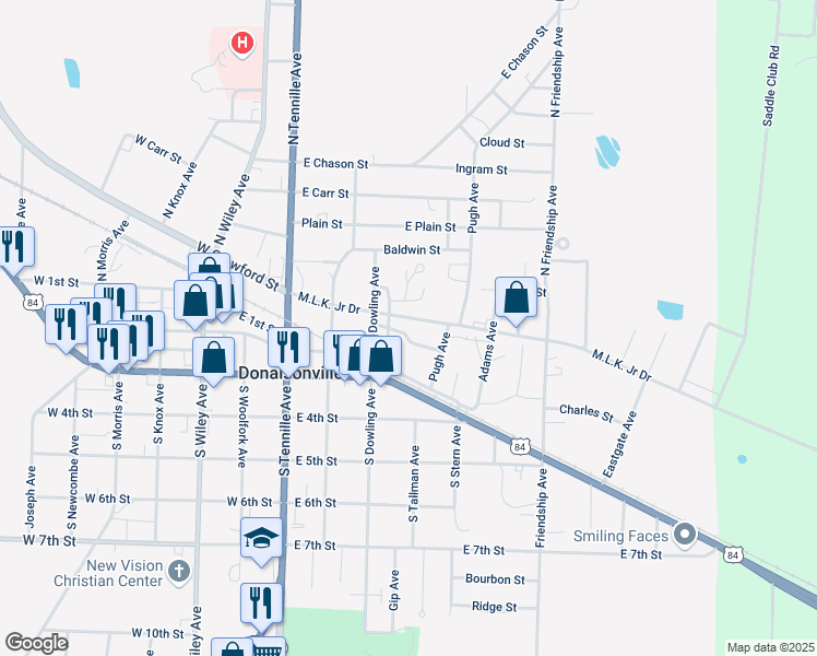 map of restaurants, bars, coffee shops, grocery stores, and more near 522 Martin Luther King Junior Drive in Donalsonville