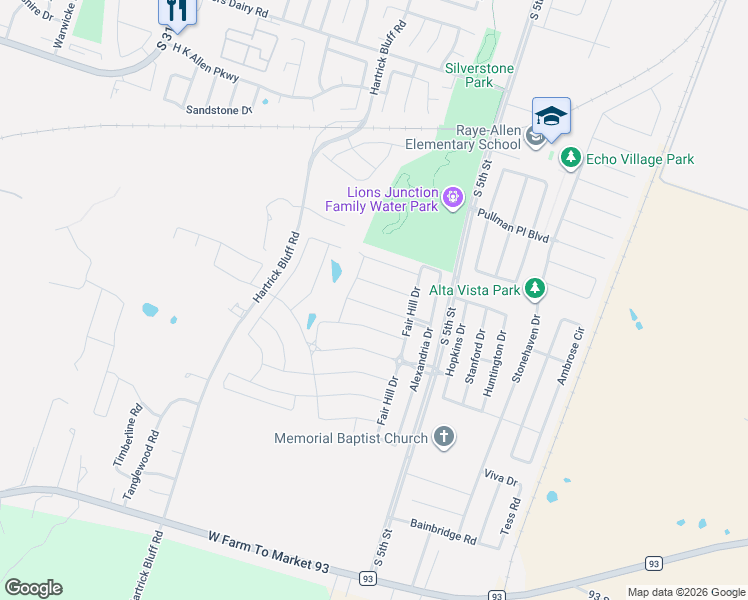 map of restaurants, bars, coffee shops, grocery stores, and more near 5711 Markham Drive in Temple