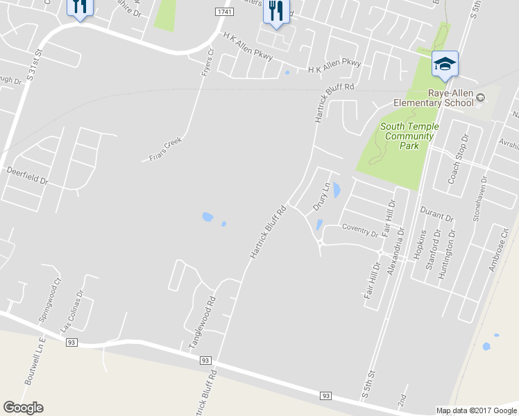 map of restaurants, bars, coffee shops, grocery stores, and more near 6320 Hartrick Bluff Road in Temple