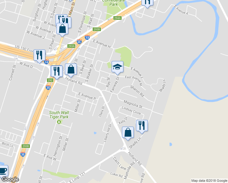 map of restaurants, bars, coffee shops, grocery stores, and more near 901 East Avenue O in Belton