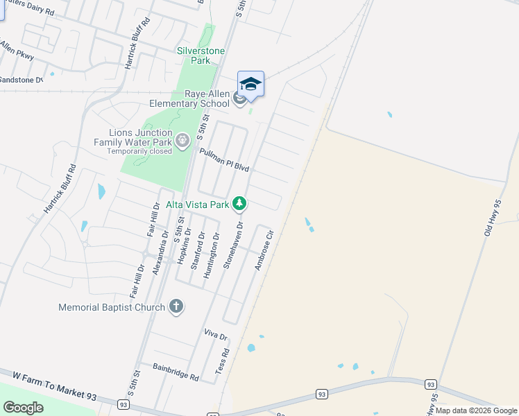 map of restaurants, bars, coffee shops, grocery stores, and more near 324 Bashaw Loop in Temple