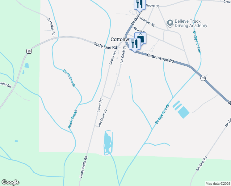 map of restaurants, bars, coffee shops, grocery stores, and more near 188-330 Joe Cook Street in Cottonwood