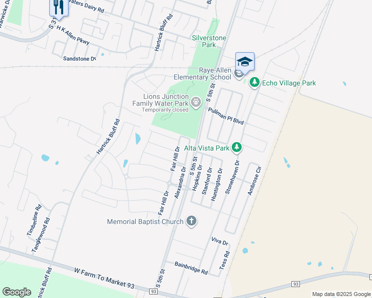 map of restaurants, bars, coffee shops, grocery stores, and more near 5622 Alexandria Drive in Temple