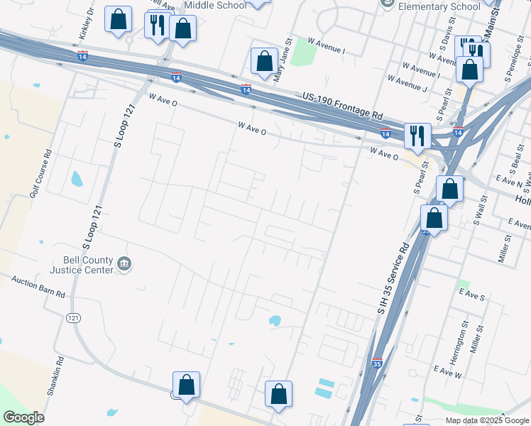 map of restaurants, bars, coffee shops, grocery stores, and more near 1011 Laila Lane in Belton