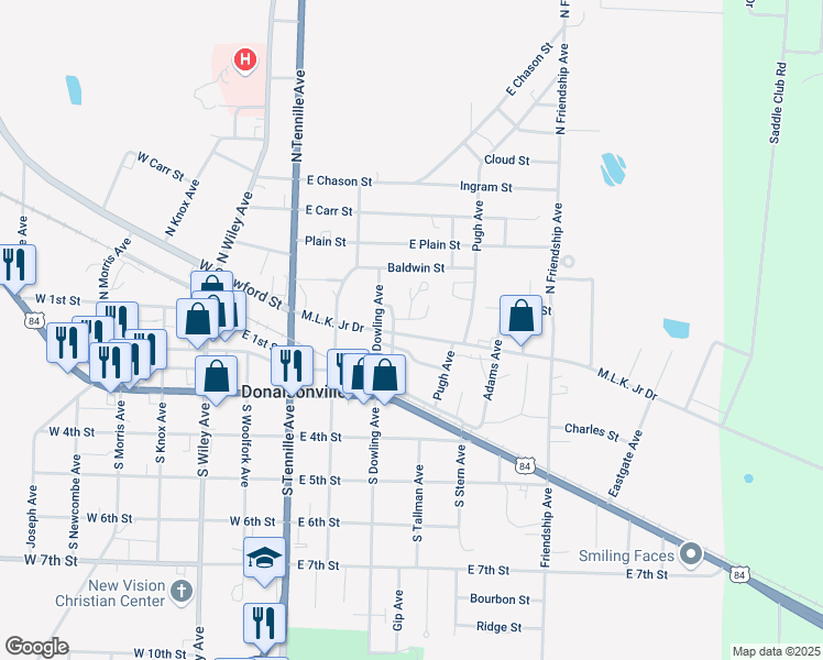 map of restaurants, bars, coffee shops, grocery stores, and more near 522 Martin Luther King Junior Drive in Donalsonville