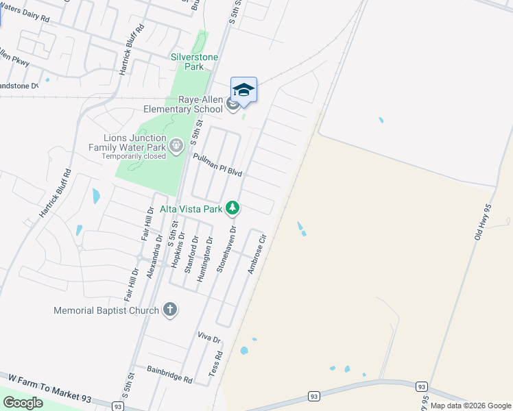 map of restaurants, bars, coffee shops, grocery stores, and more near 324 Bashaw Loop in Temple