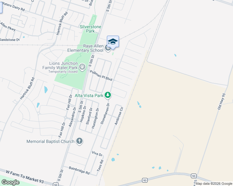 map of restaurants, bars, coffee shops, grocery stores, and more near 324 Bashaw Loop in Temple