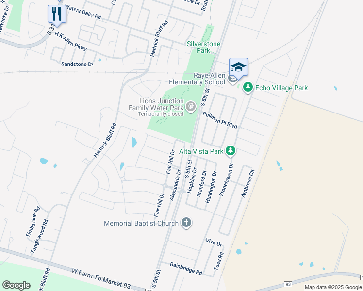 map of restaurants, bars, coffee shops, grocery stores, and more near 5622 Alexandria Drive in Temple