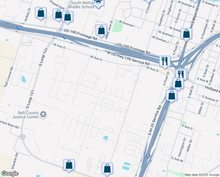 map of restaurants, bars, coffee shops, grocery stores, and more near 1575 Vani Court in Belton